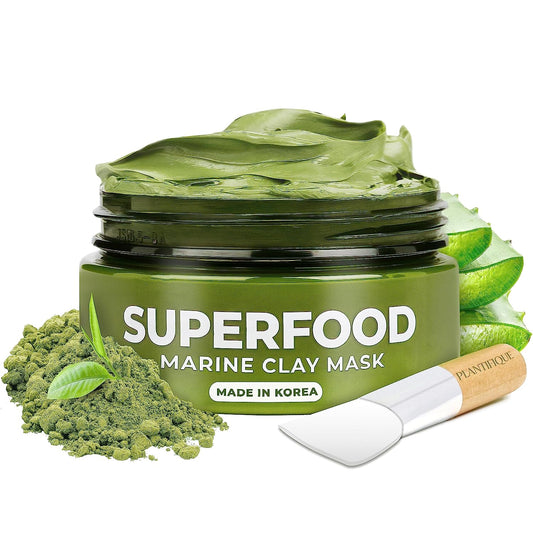 PLANTIFIQUE Koreanische Gesichtsmaske Mit Avocado, Fango & Superfoods 100G - Tonerde Maske Körper Und Gesicht anti Pickel Poren Mitesserentferner - Korean Clay Face & Body Mask