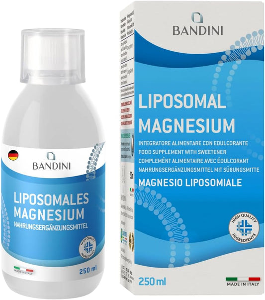 Bandini® Liposomales Magnesium | 250Ml Flüssigformat | Hochdosiert Mit 100Mg Je Tagesdosis | Für Muskelkrämpfe, Nervensystem, Müdigkeit | Laborgeprüft, Vegan | Alternative Zu Kapseln Und Pulver